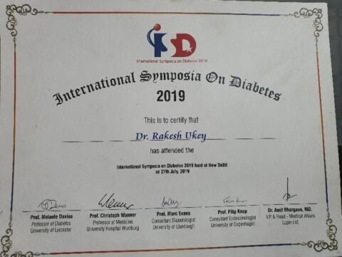 Certificate of international symposia on diabetes